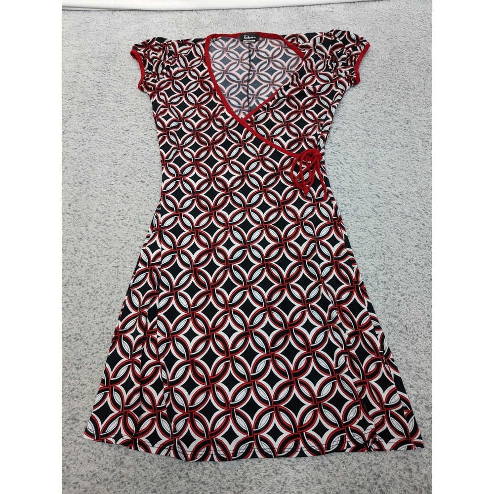 Taboo Vintage Mini Dress Made in USA Small Red Black Geometric‎ Gothic Emo Y2K - Picture 2 of 16